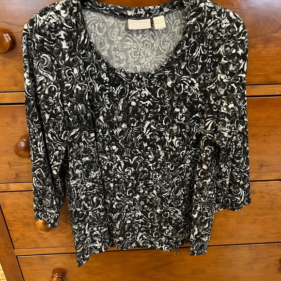 Chico's 3/4 length sleeve Black / Gray top size 1 - Picture 1 of 1
